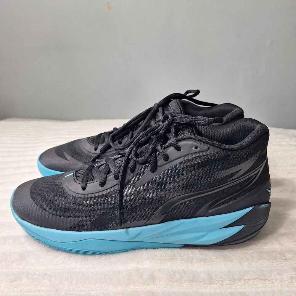 MELO Puma Basketball Sneaker Shoes Mens 13 Athletic Sports Blk Atoll Blue Wings